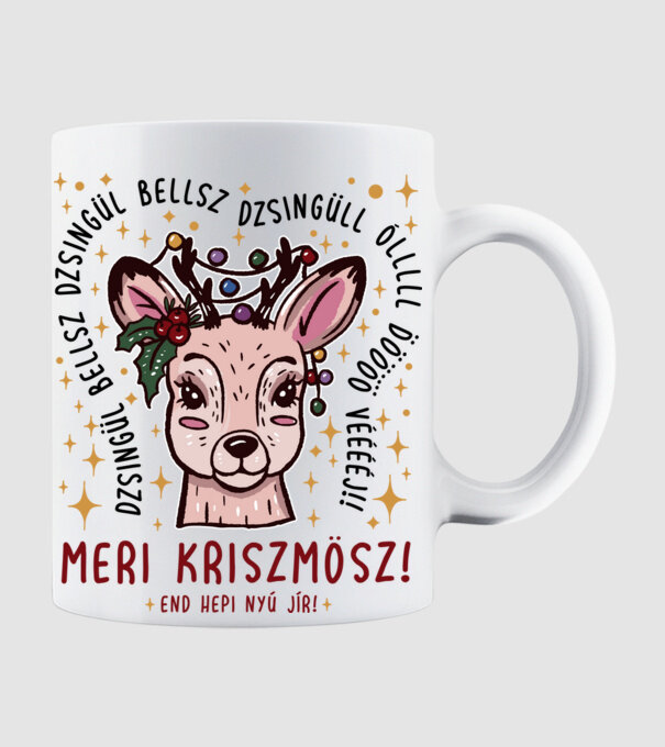Cană dimensionată meri cristmăs djingăl bel model alb pe tricou