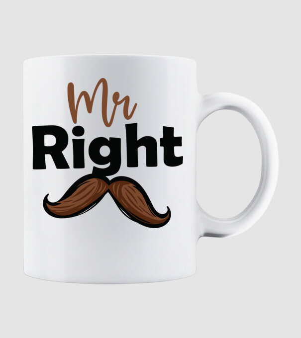 Mr right model alb pe tricou