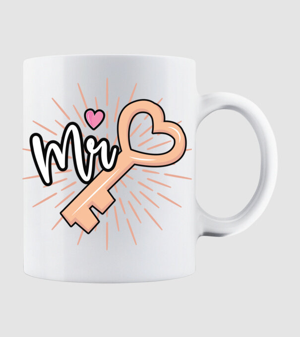 Mr key to the heart model alb pe tricou