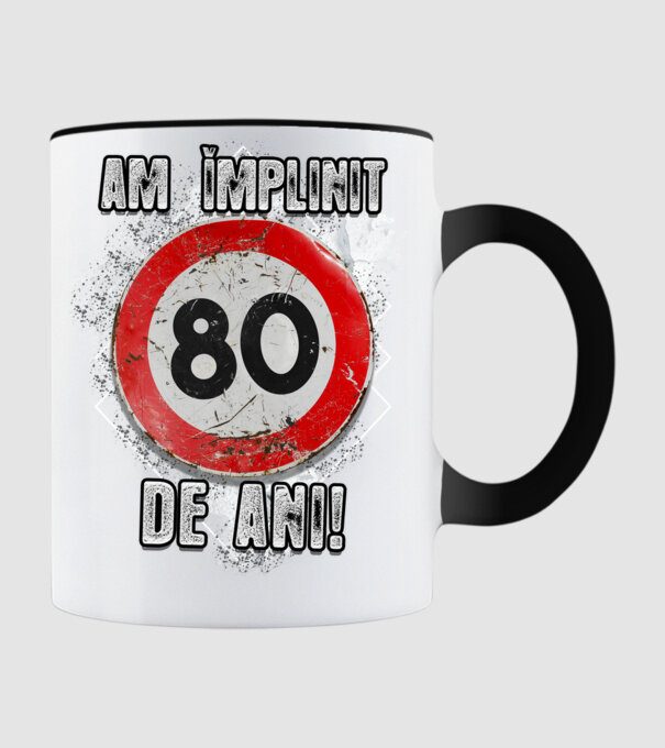 Am împlinit 80 de ani! model negru pe tricou