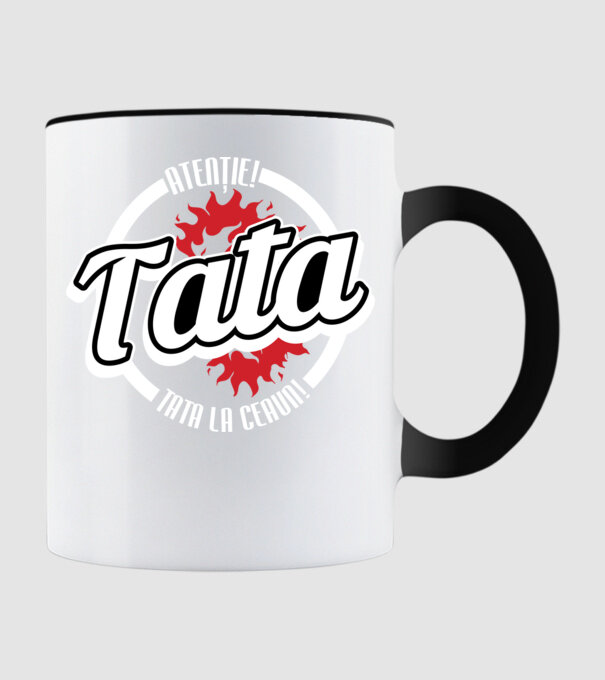 Atenție! Tata la ceaun! model negru pe tricou