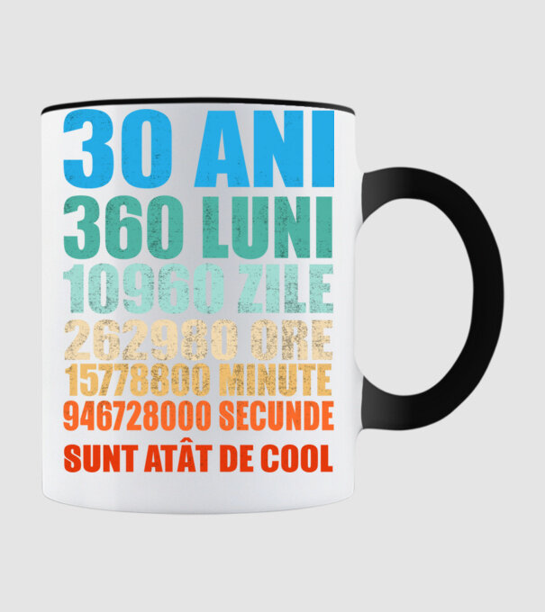 De 30 ani - luni - zile - ore - minute - secunde - sunt atât de cool model negru pe tricou