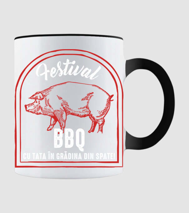 Festival BBQ - cu tata în grădina din spate! model negru pe tricou