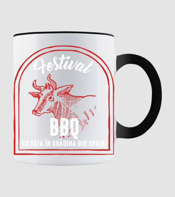 Festival BBQ - cu tata în grădina din spate! model negru pe tricou