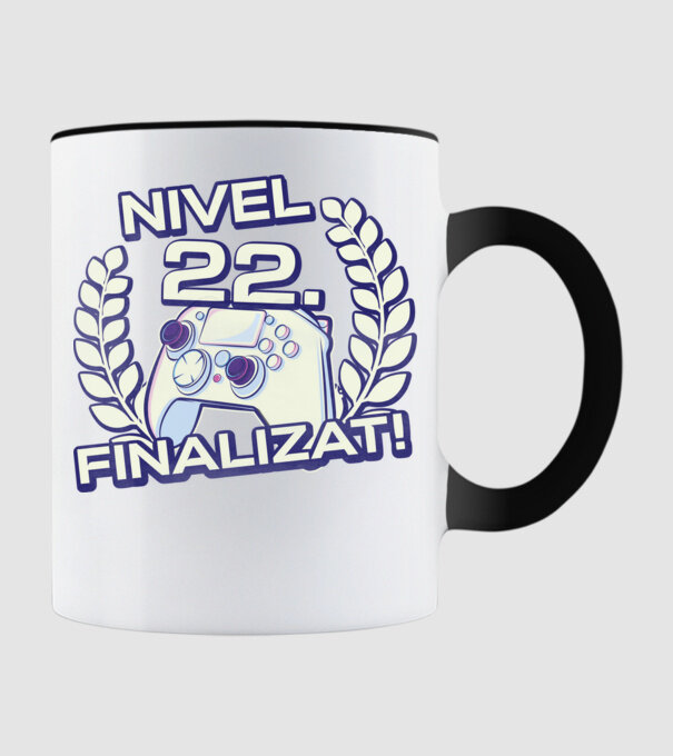 Nivel 22 finalizat! model negru pe tricou