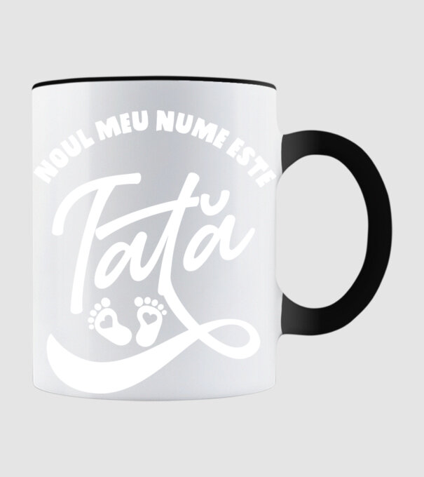 Noul meu nume este Tată model negru pe tricou