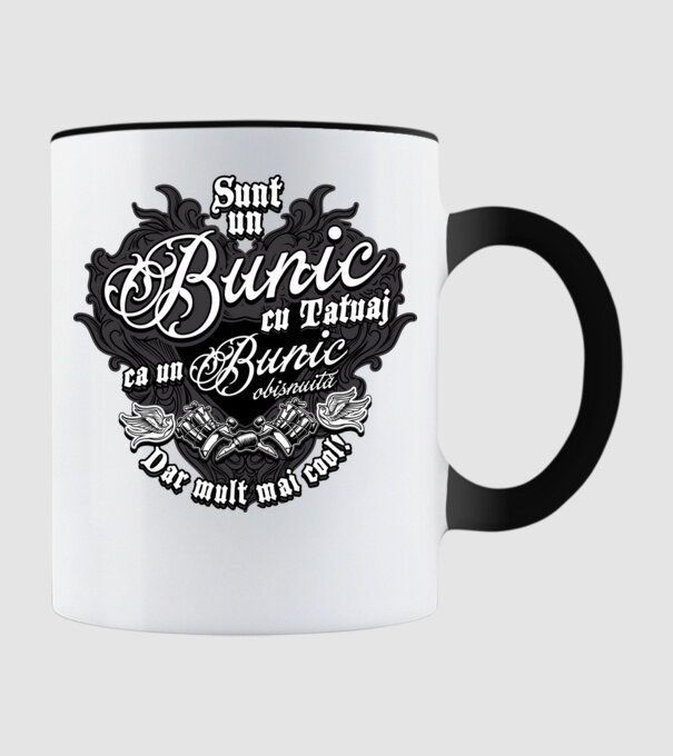 Sunt un bunic cu tatuaj, ca un bunic obișnuit, dar mult mai cool! model negru pe tricou
