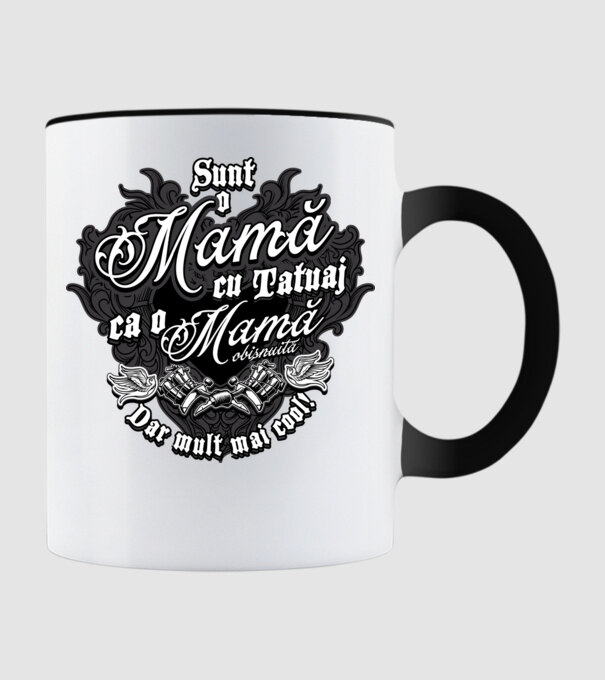 Sunt o mama cu tatuaj, ca o mama obișnuit, dar mult mai cool model negru pe tricou