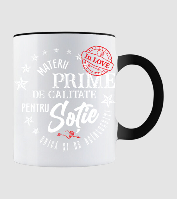 00_Materii prime de calitate pentru soție model negru pe tricou