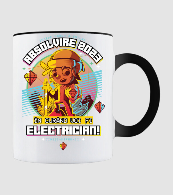 absolvire 2023 electrician model negru pe tricou