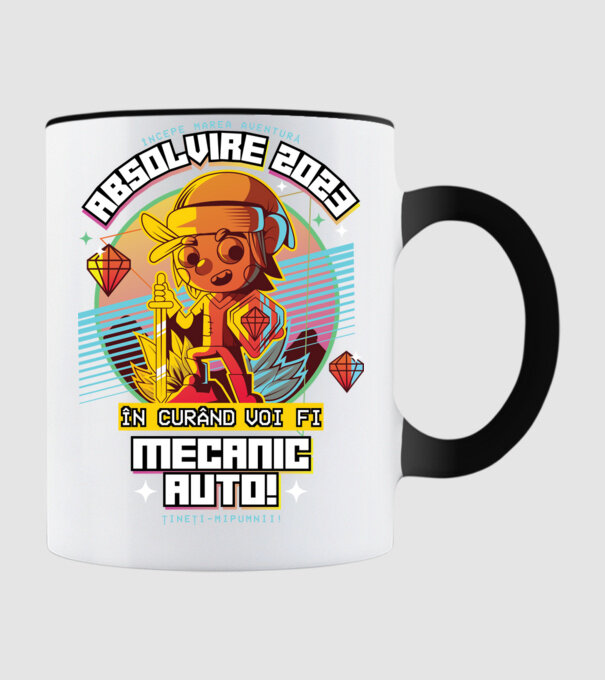 absolvire 2023 mecanic auto model negru pe tricou