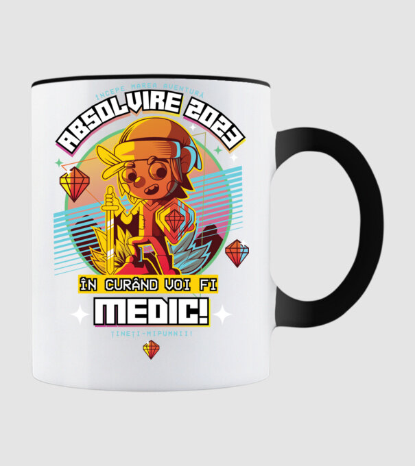 absolvire 2023 medic model negru pe tricou
