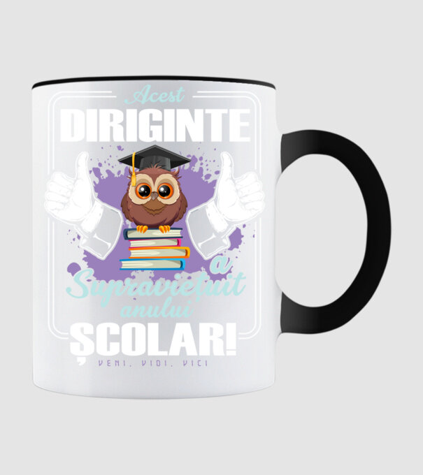 Acest diriginte a supraviețuit anului școlar! - veni, vidi, vici model negru pe tricou