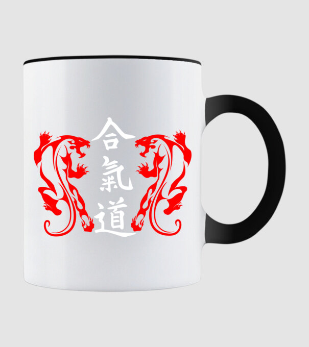 Aikido 2 model negru pe tricou