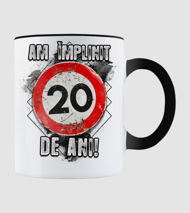 Am împlinit 20 de ani! model negru pe tricou