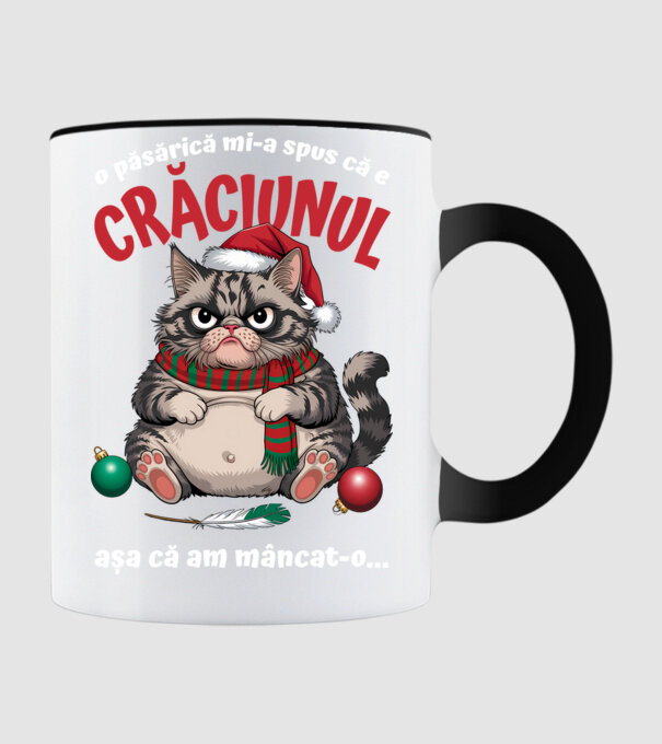 Am mâncat pasărea Crăciun pisică Negru model negru pe tricou