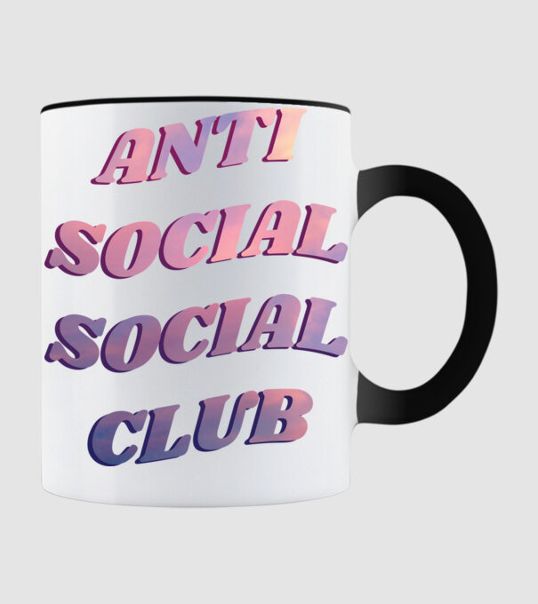Anti social social club pink model negru pe tricou
