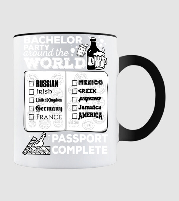 Bachelor Party World tour model negru pe tricou