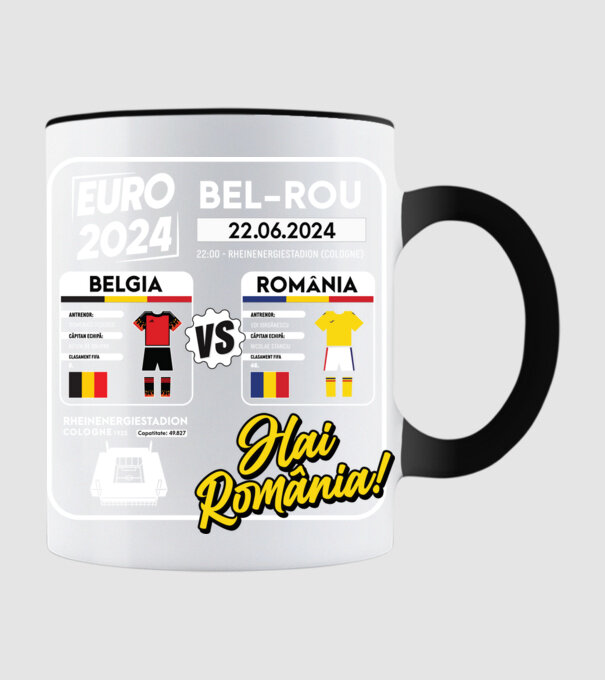 BEL-ROM euro 2024 calendar  model negru pe tricou