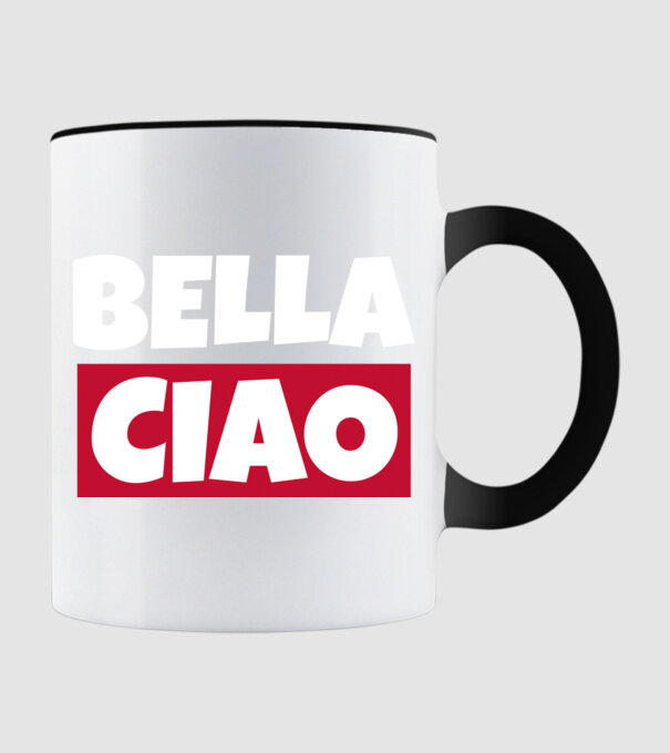 bella ciao logo model negru pe tricou