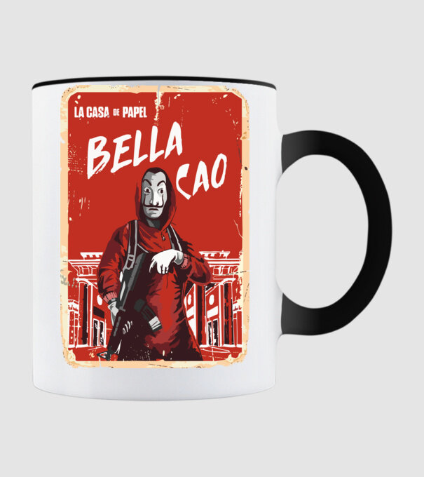 bella ciao poster retro model negru pe tricou