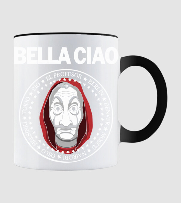 bella ciao stroke white model negru pe tricou
