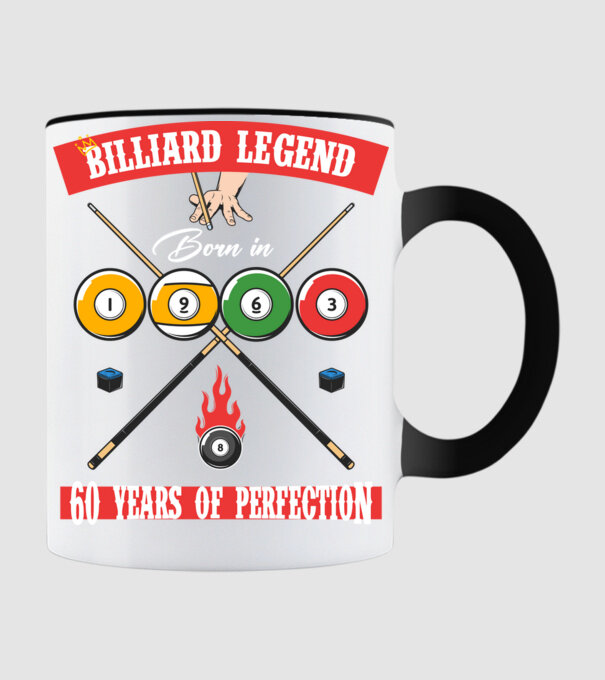Billiard legend born in 1963 model negru pe tricou