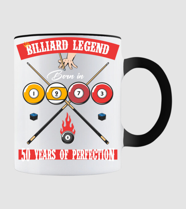 Billiard legend born in 1973 model negru pe tricou
