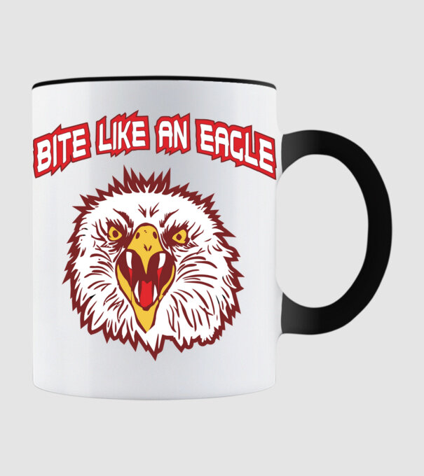 bite like an eagle cobra kai model negru pe tricou