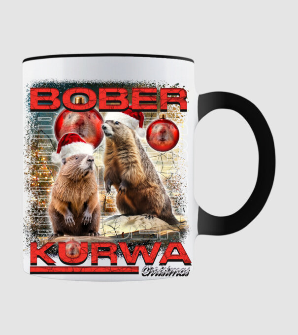 Bober kurwa christmas universe model negru pe tricou