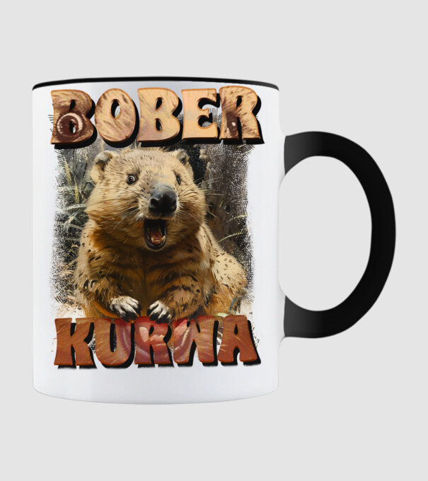 BOBER wombat model negru pe tricou