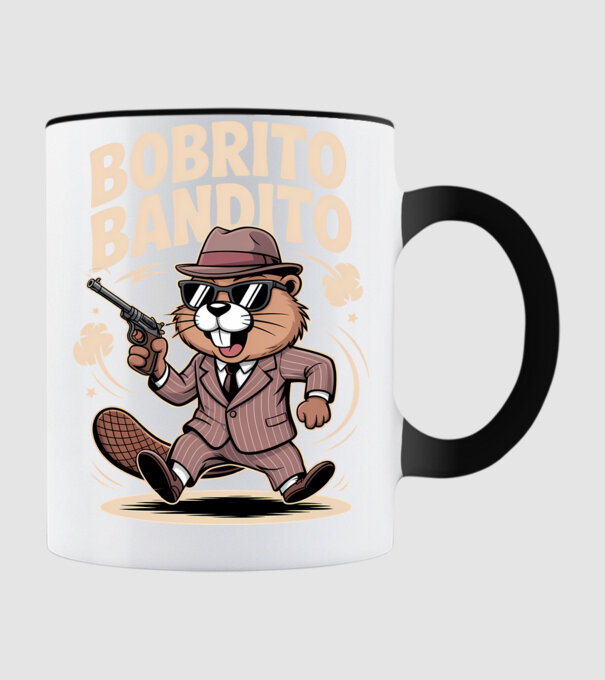 Bobrito Bandito model negru pe tricou