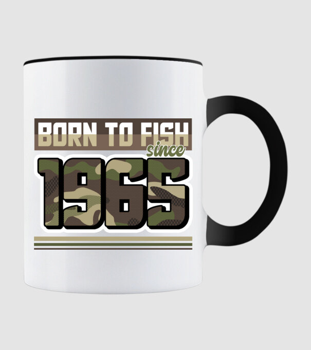 Born to fish since 1965 model negru pe tricou