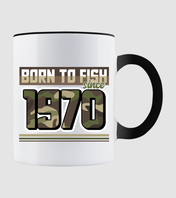 Born to fish since 1970 model negru pe tricou