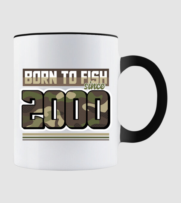 Born to fish since 2000 model negru pe tricou