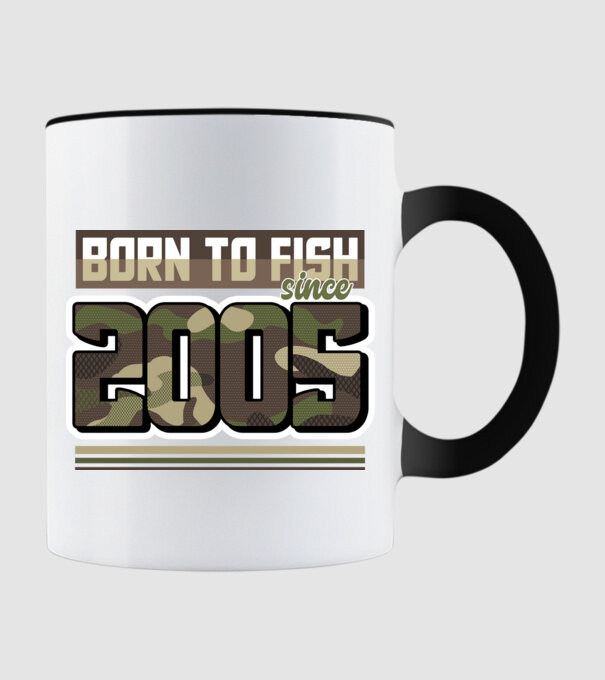 Born to fish since 2005 model negru pe tricou