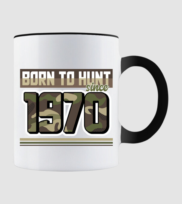 Born to hunt since 1970 model negru pe tricou