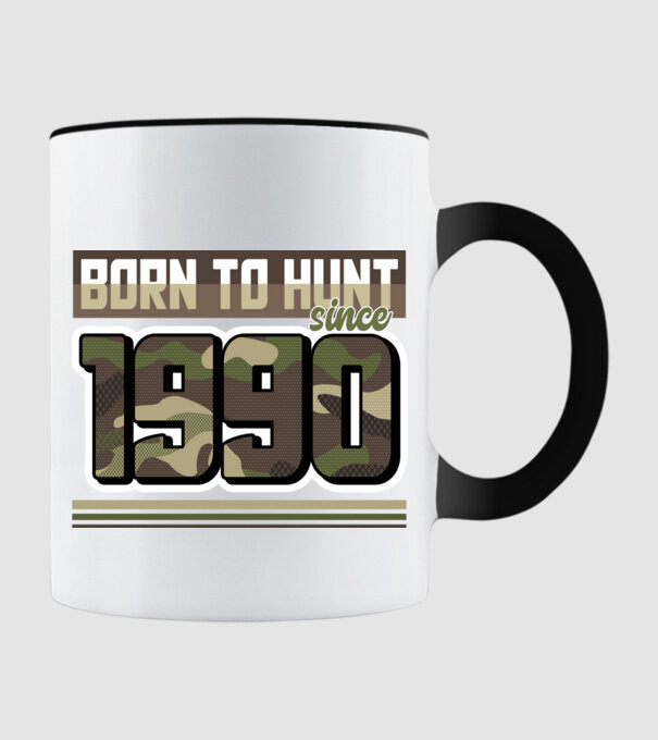 Born to hunt since 1990 model negru pe tricou