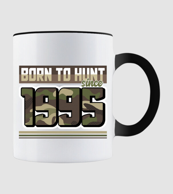 Born to hunt since 1995 model negru pe tricou