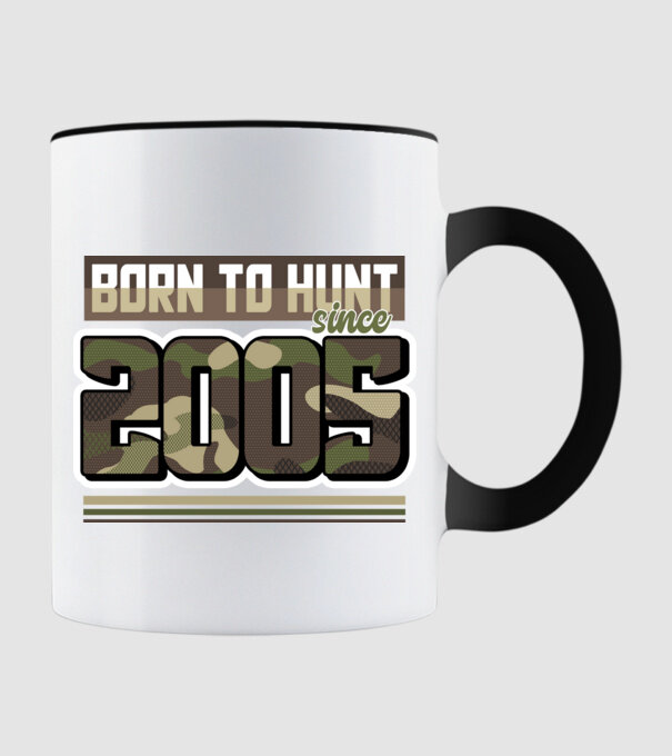 Born to hunt since 2005 model negru pe tricou