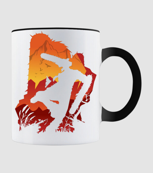 Chainsaw man silhouette model negru pe tricou
