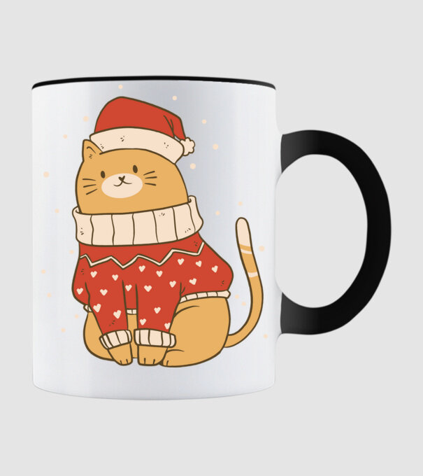 Christmas cat model negru pe tricou