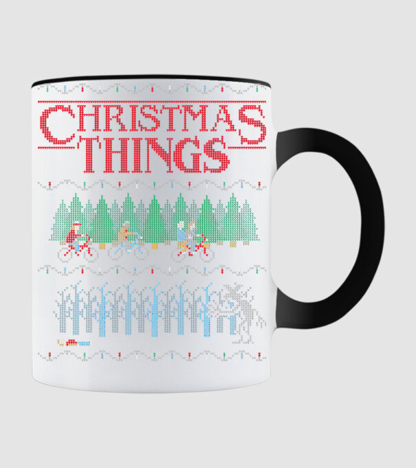 christmas things ugly sweater model negru pe tricou