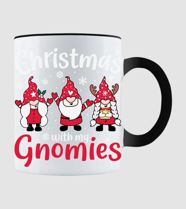 Christmas with my gnomies model negru pe tricou