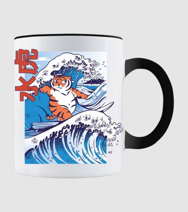 Chubby Surfer Tiger model negru pe tricou
