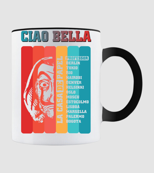 ciao bella retro model negru pe tricou