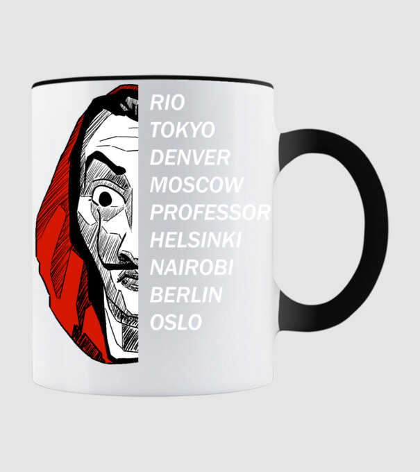 classic logo money heist model negru pe tricou