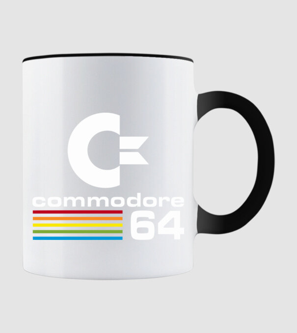 Commodore 64 logo on black model negru pe tricou