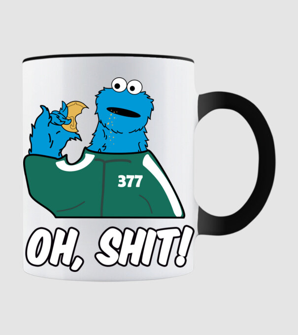 cookie monster squid game parody model negru pe tricou