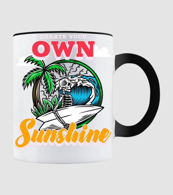 Create your own sunshine surfer skeleton model negru pe tricou